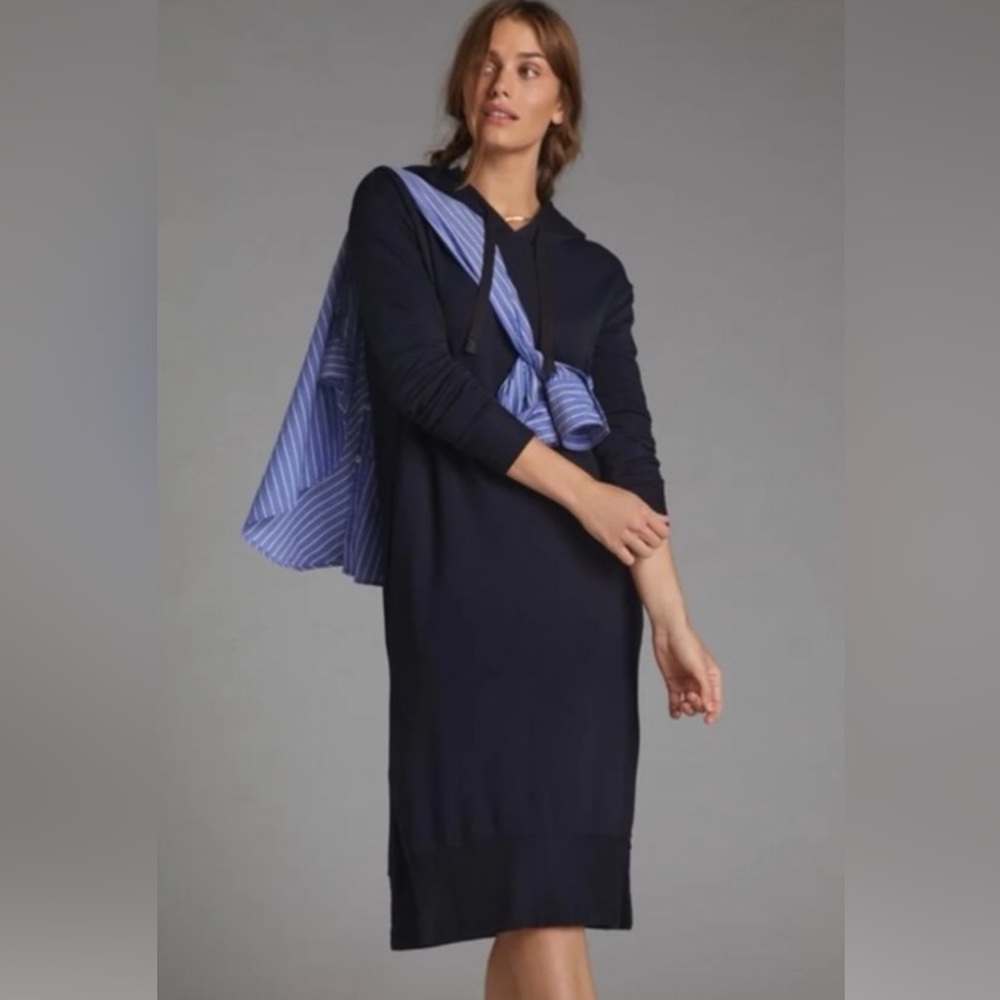 NWT Anthropologie Stateside Softest Fleece Hoodie Maxi Dress Black SZ XS - Picture 2 of 13